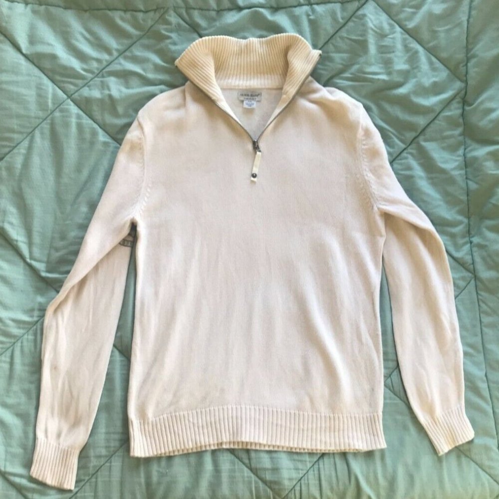Guess Jens - Long Sleeve white Pullover Sweater shirt with zipper - Men - Medium